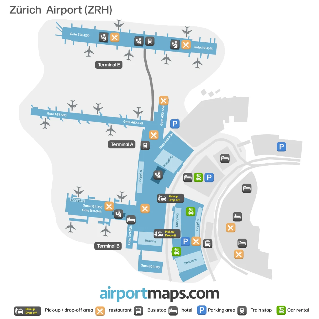 Zurich Airport Terminals Map